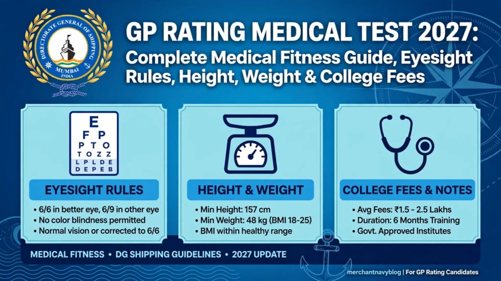 GP Rating Medical Test 2027 Eyesight Height Weight Fees