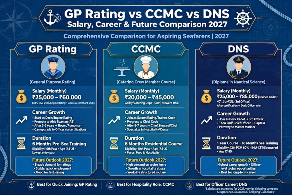 GP Rating vs CCMC vs DNS Salary Career Future Comparison 2027