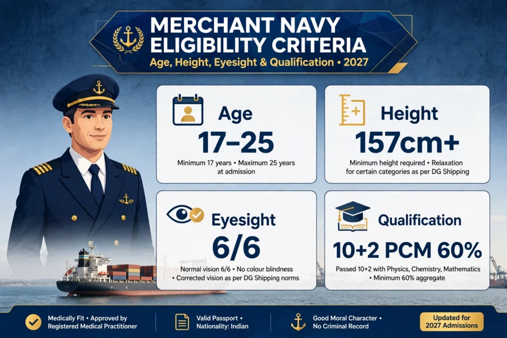 Merchant Navy Eligibility Criteria 2027 Infographic