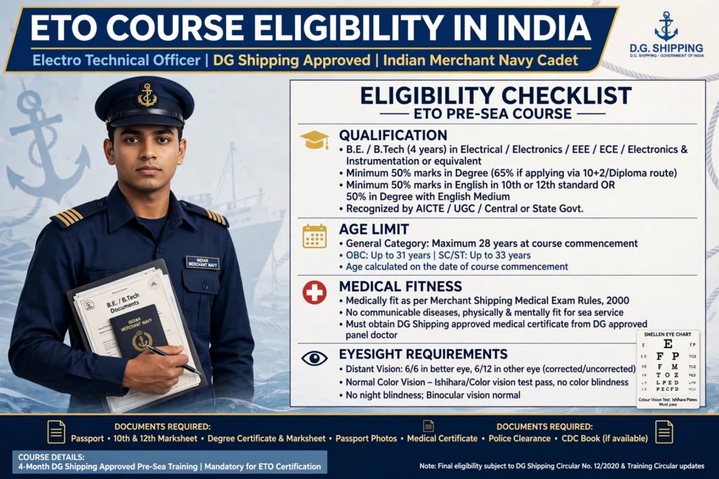 ETO Course Eligibility in India Qualification Age Medical Eyesight Requirements